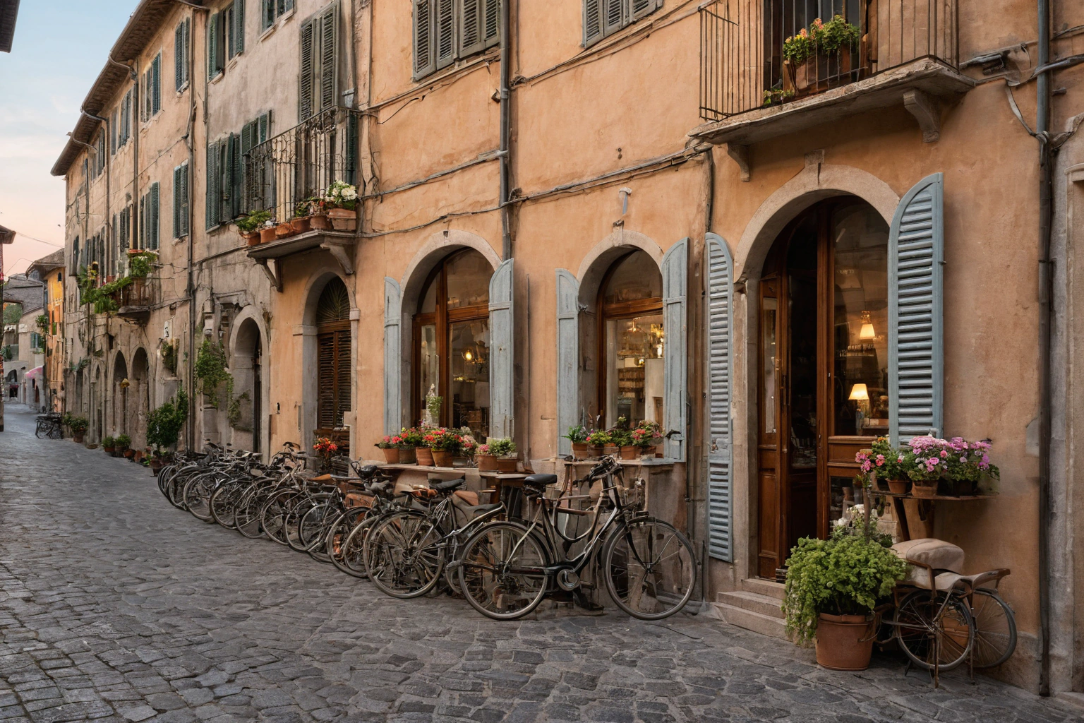 Street in an Italian furniture-district town